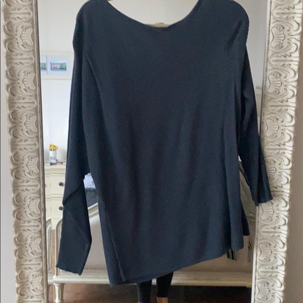 Blue off the shoulder shirt